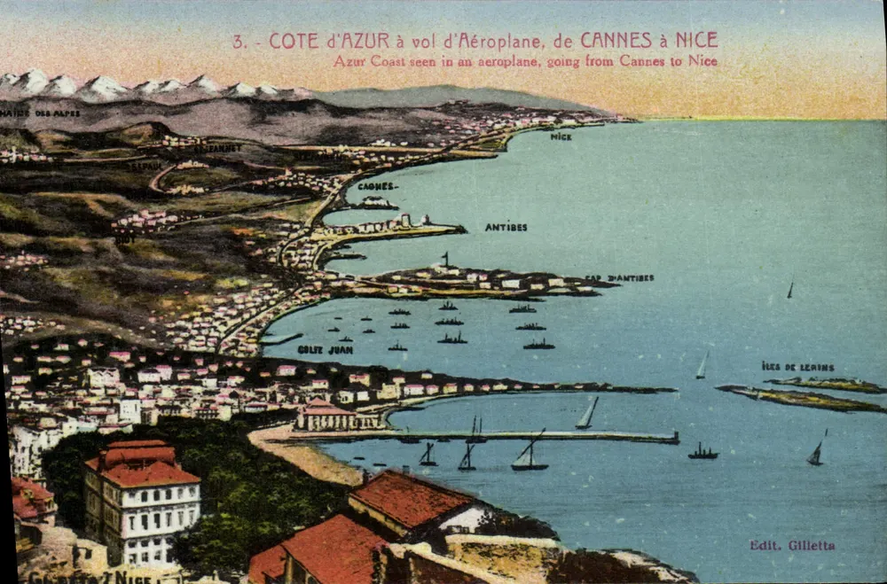 Côte d'Azur vista de avião, de Cannes a Nice — Edit. Gilletta - Frente