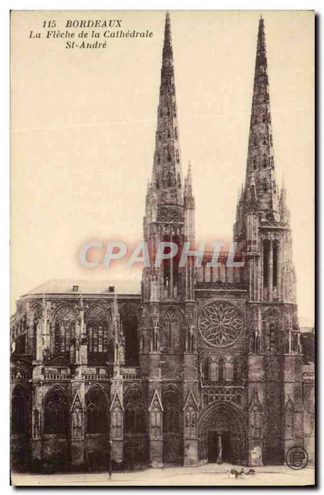 Bordeaux — Die Spire der Kathedrale St-André — Verlag nicht sichtbar, Seriennummer 115 - Vorderseite
