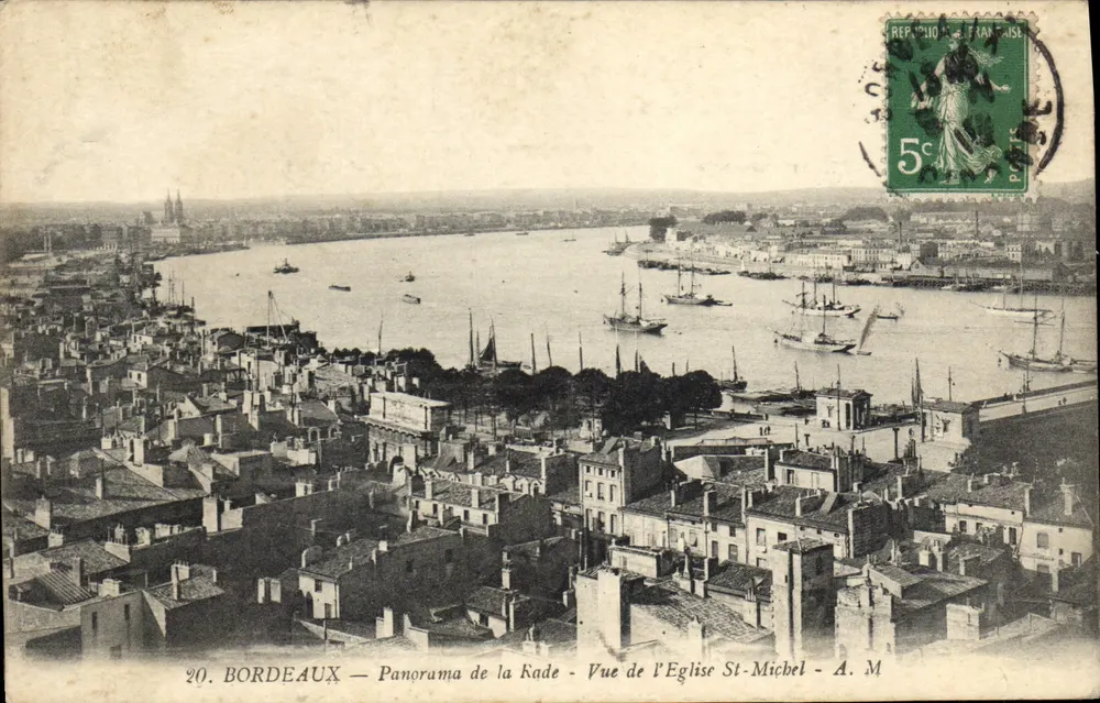 Bordeaux — Panorama der Gade — Ansicht der Kirche St-Michel — A. M. - Vorderseite