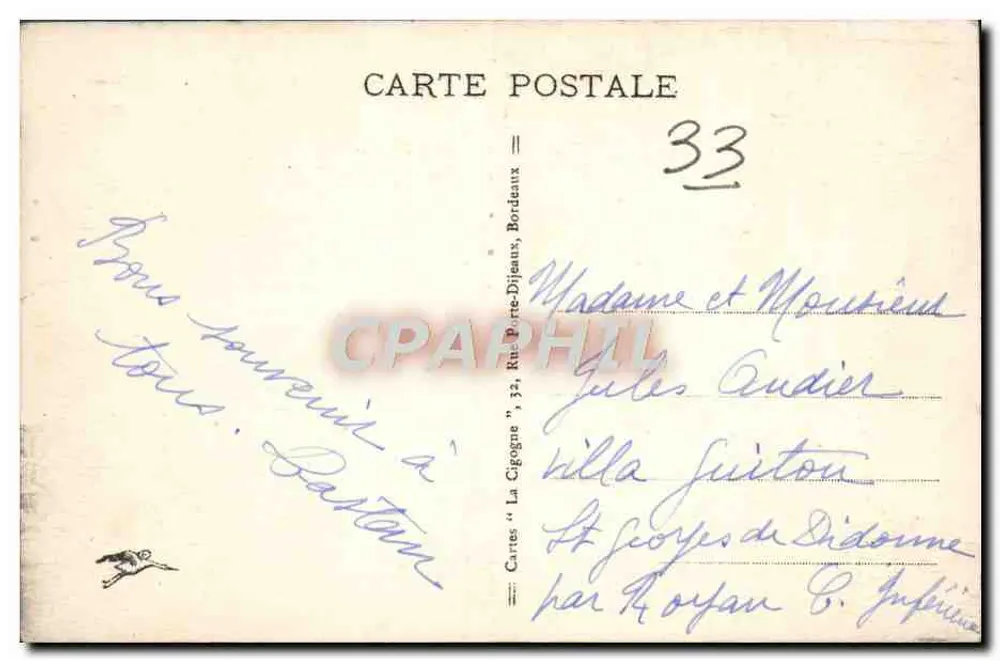Bordeaux - Die Kathedrale und die Tour Pey-Berland — Ausgabe Cartes 'La Cigogne' - Rückseite