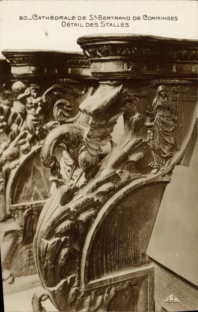 Kathedrale von St-Bertrand de Comminges — Detail der Bänke — Sonderausgabe der Kathedrale - Vorderseite