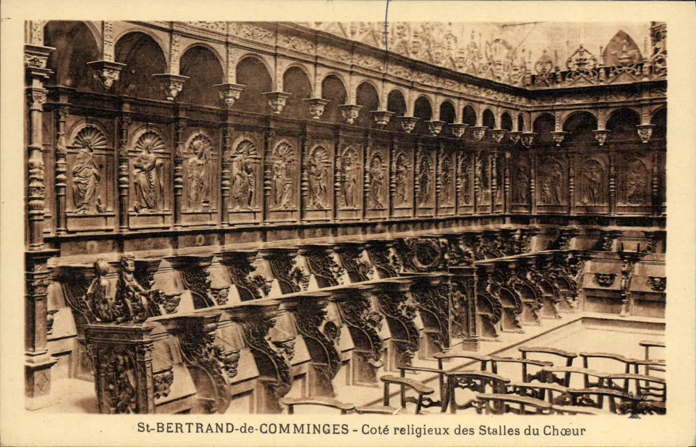 St-BERTRAND-de-COMMINGES - Religiöser Teil der Chorbanken - Vorderseite