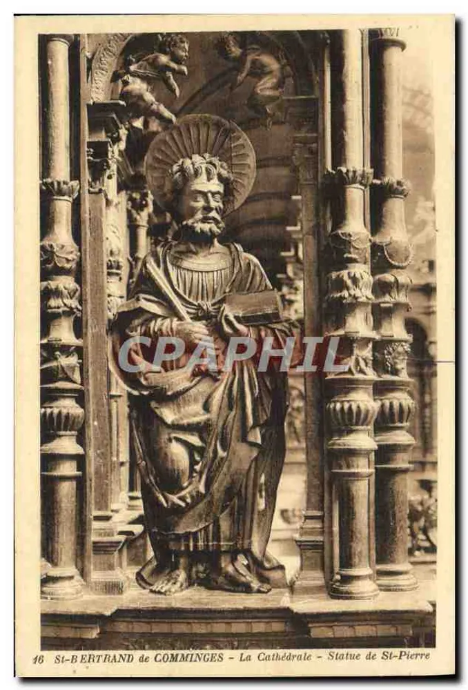 St-Bertrand de Comminges - A Catedral - Estátua de São Pedro - Frente