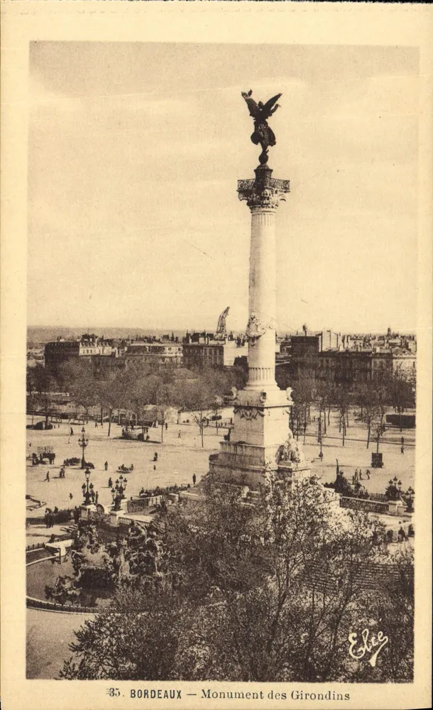 Bordeaux — Monumento dei Girondini — Editore Elbee, n°33 - Recto