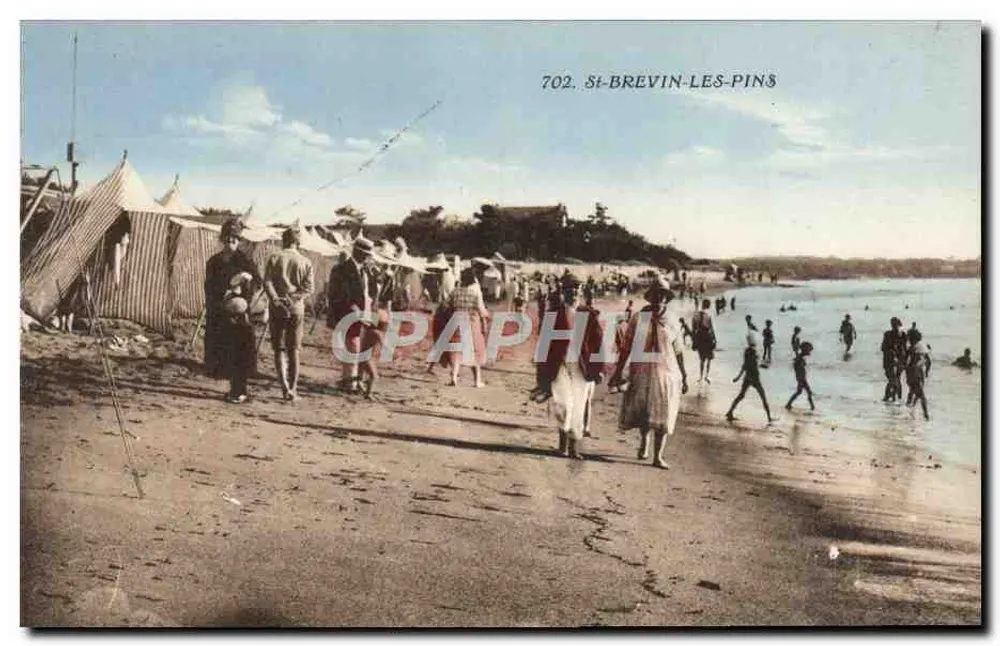 St-Brevin-les-Pins — praia animada com tendas — Phototype JEBI-DOLFIN, n°702 - Frente