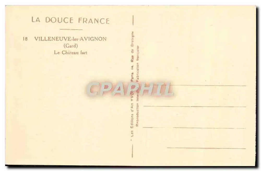 Villeneuve-lès-Avignon — Das Burgschloss — Les Éditions d'Art YVOIT, Paris - Rückseite
