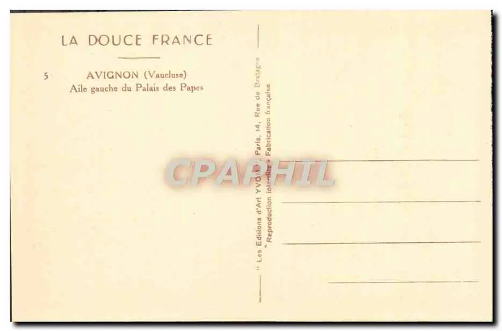 Avignon (Vaucluse) — Ala esquerda do Palácio dos Papas — Edições d'Art YVO17 - Verso