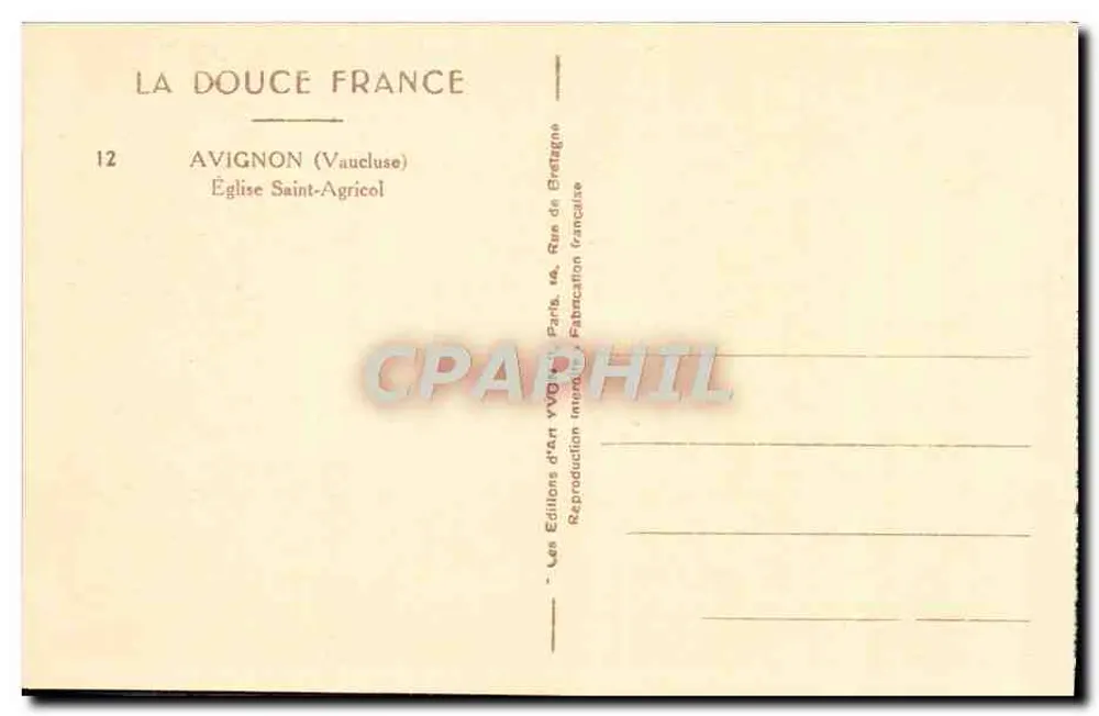 Avignon (Vaucluse) — Igreja de São Agricólo — Les Éditions d'Art VVO, Paris - Verso