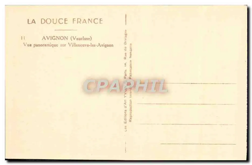 Avignon (Vaucluse) — Panoramablick auf Villeneuve-lès-Avignon — Éditions d'Art Y. Vautrin, Paris - Rückseite