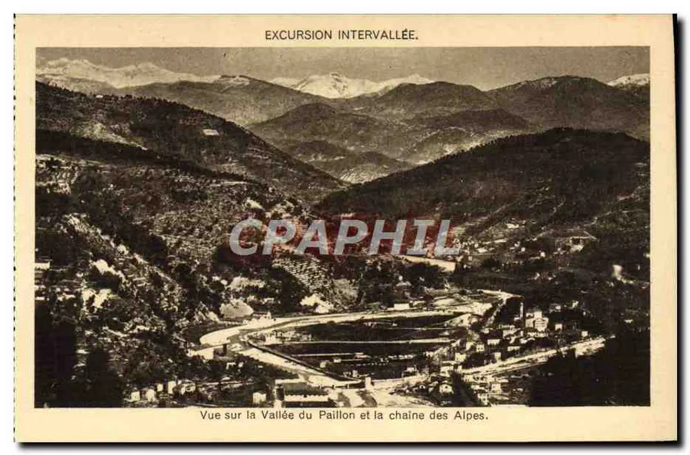Ansicht der Tal der Paillon und der Alpenkette — Excursion Intervallée — Édit. L. Gillet & Cie, Nice - Vorderseite