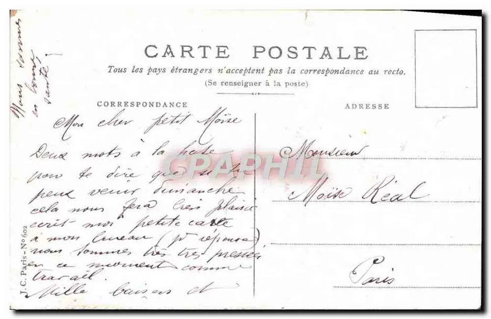 Bukiet chryzantem — wydawca J.C. Paris - Nr 602 - Rewers