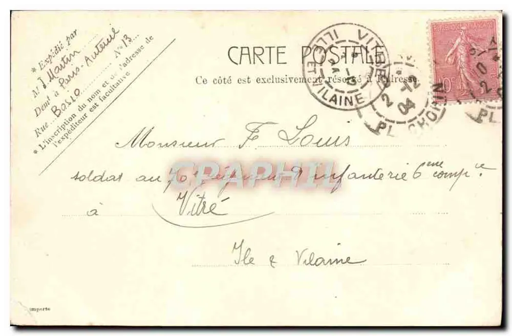 Paris - Praça do Carrousel — vista da praça com edifícios e carruagem — editor anônimo, n° 5019 - Verso