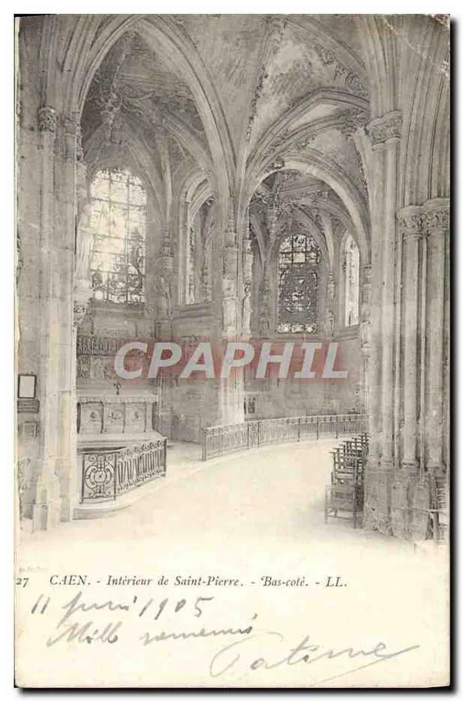 Caen - Interior da Igreja de São Pedro - Lateral Baixa - LL. - Editor LL, n°27 - Frente