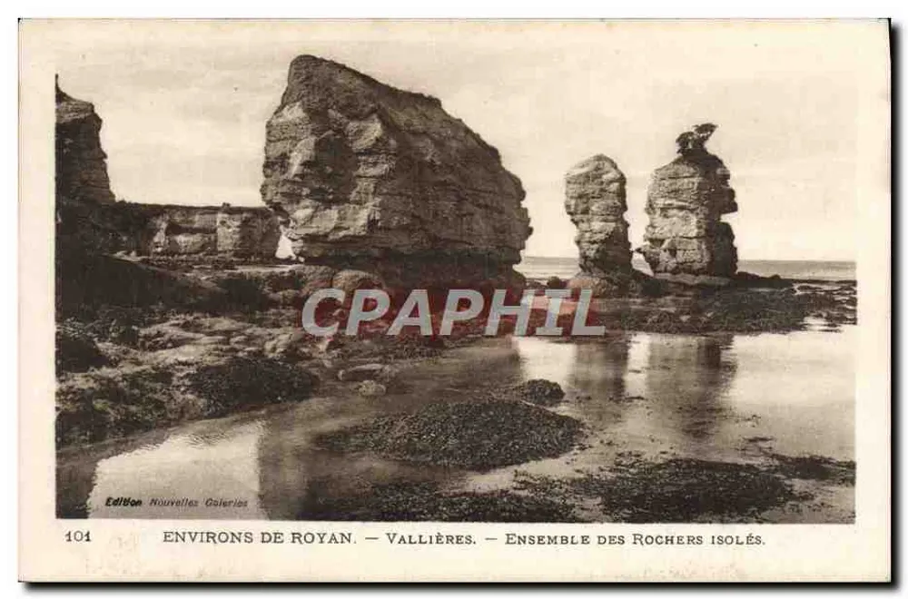 Umgebung von Royan — Vallières — Gruppe von isolierten Felsen — Edition Nouvelles Galeries, n° 401 - Vorderseite