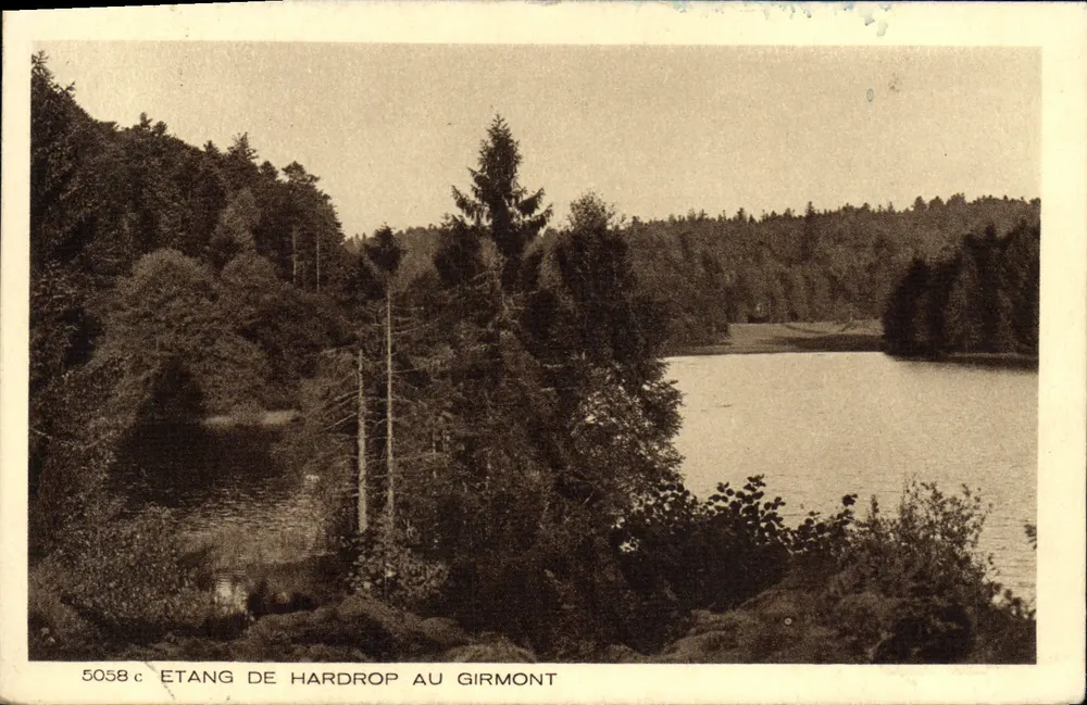 Etang de Hardrop au Girmont — vue du lac entouré de forêts — éditeur BRAUN, n° 5058c - Frente