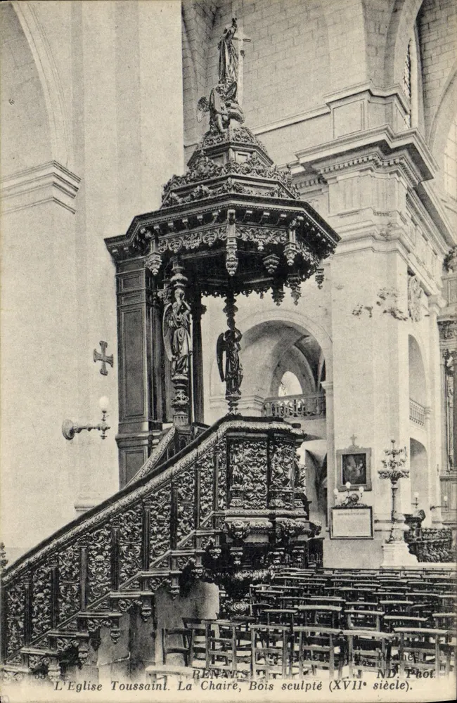 La Iglesia de Toussaint — El asiento, madera tallada siglo XVII — RENAYES & ND. Fot. - Anverso