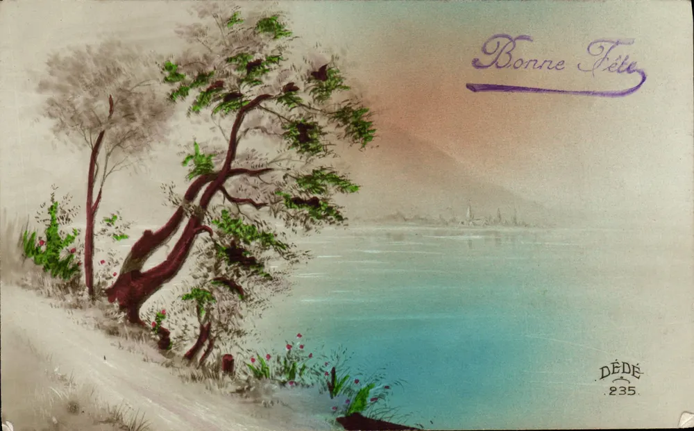 Landschaft mit See — 'Bonne Fête' — DÉDÉ 235 - Vorderseite