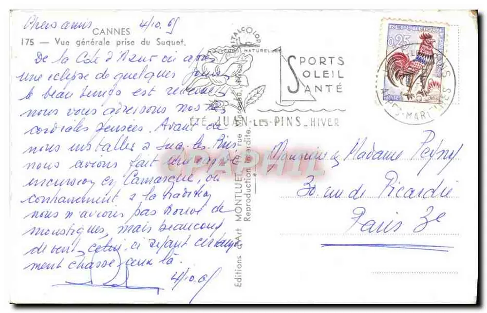 Cannes — Vista geral tirada do Suquet — Editions Art Montluet - Verso