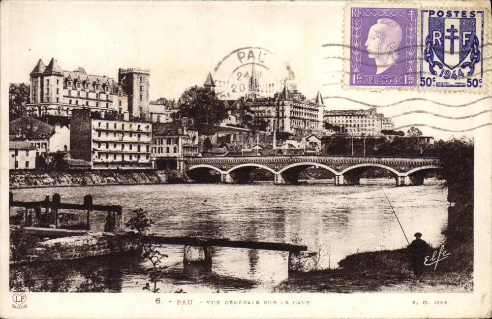 Pau — Vue générale sur le Gave — éditeur Toulousse, n°6 - Frente