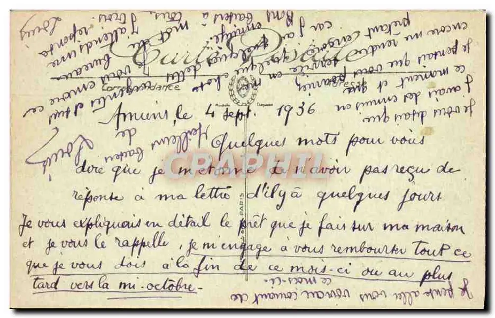 Amiens — O Hotel de Ville — LL. — n°39 - Verso