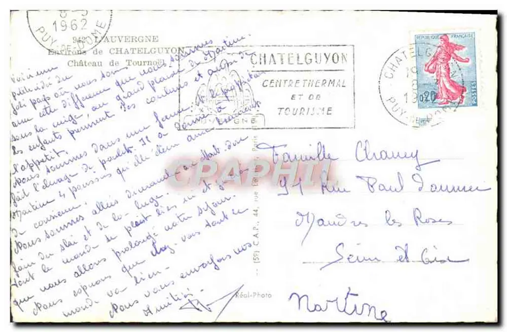 Castelo de Tournon — ruínas de um castelo fortificado — C.A.P. (editor) n° (59) - Verso
