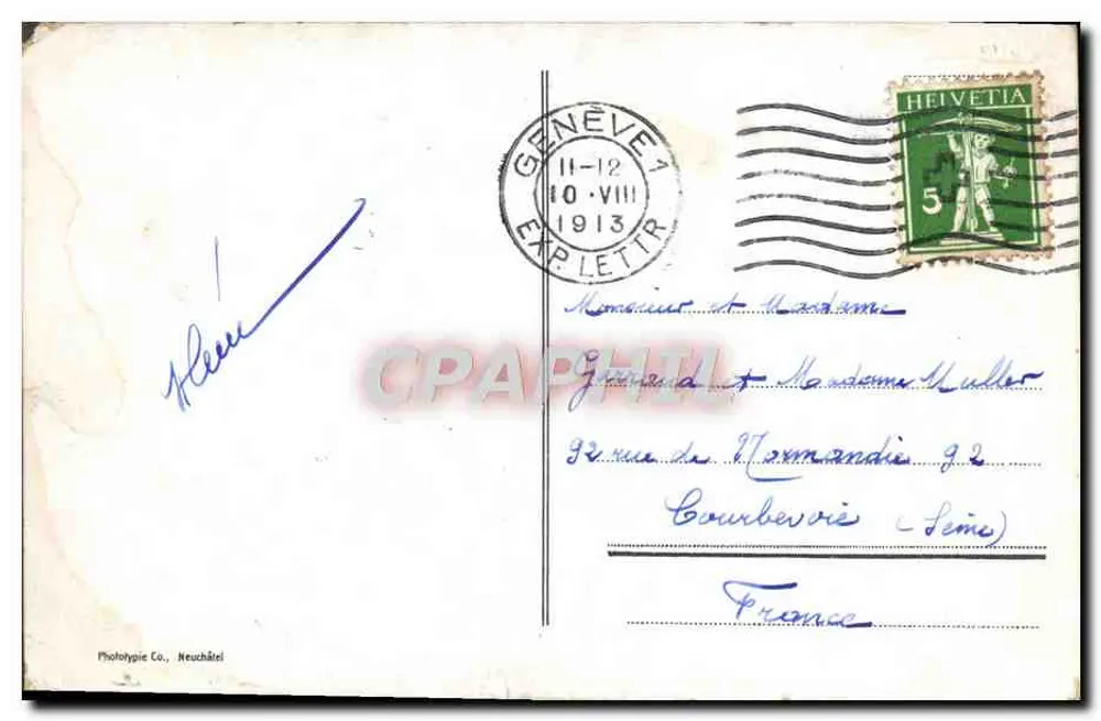 Genf. Denkmal Brunswick und Quai du Mont-Blanc — Verlag Phototypie Co. Neuchâtel, n° 8143 - Rückseite