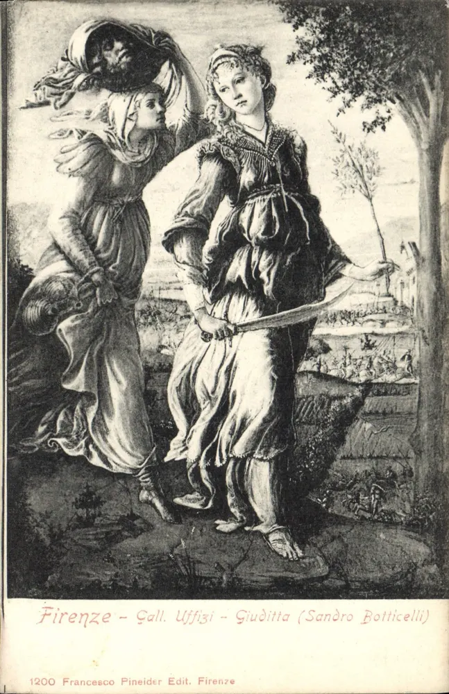 Giuditta (Sandro Botticelli) — reprodução da pintura da Uffizi em Florença — edit. Francesco Pineider, n° 1200 - Frente