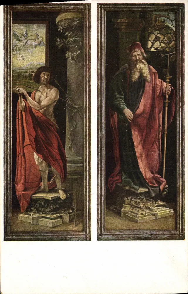 Matthias Grünewald, Isenheimer Altar — Heiliger Sebastian und Heiliger Antonius — Verlag Hermann A. Wiechmann, München - Vorderseite