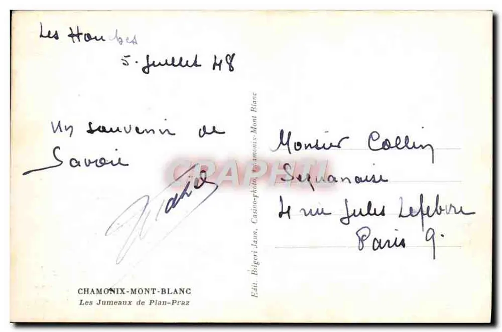 Les Houmbets — Savoie — Edição Bilgeri Jaun, Chamonix-Mont-Blanc - Verso