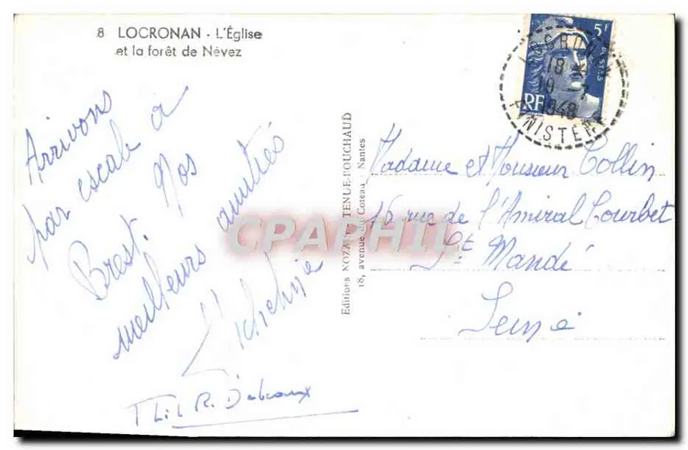 Morais — Igreja e floresta de Névez — Editores NOZIN & TENLE-FOUCHAUD, Nantes - Verso