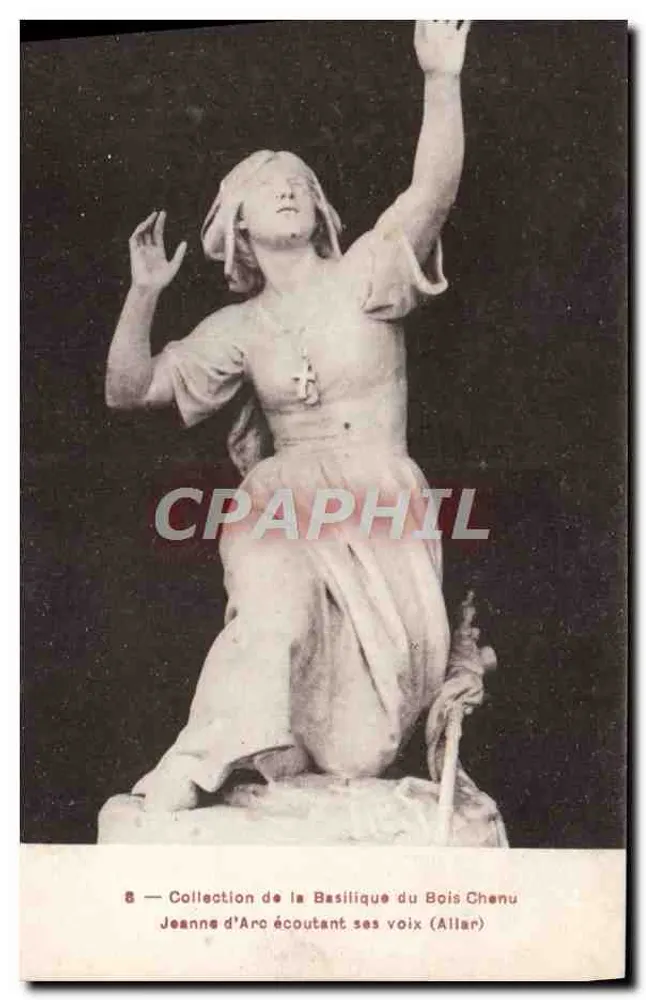 Jeanne d'Arc, die ihre Stimmen hört — Statue der Basilika du Bois-Chenu — Verlag Allar, Nr. 8 - Vorderseite