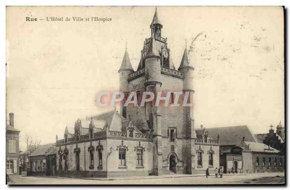Straße — Rathaus und Hospiz — T. à Rue - Vorderseite