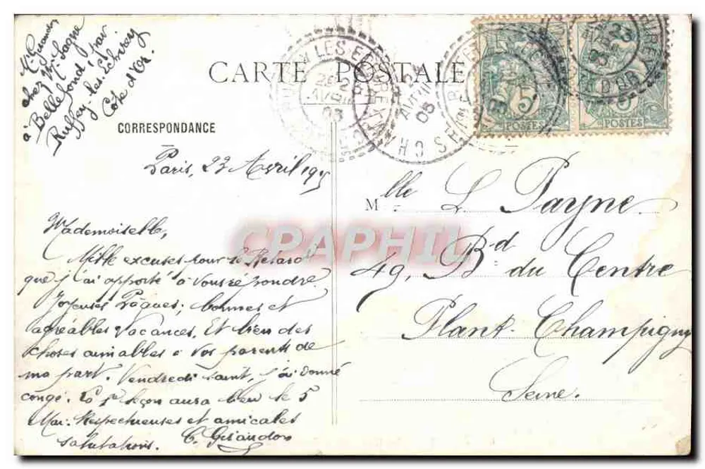 Dijon — Ansicht der Fontäne auf der Place Darcy — unbekannter Verleger, Nr. 6 - Rückseite