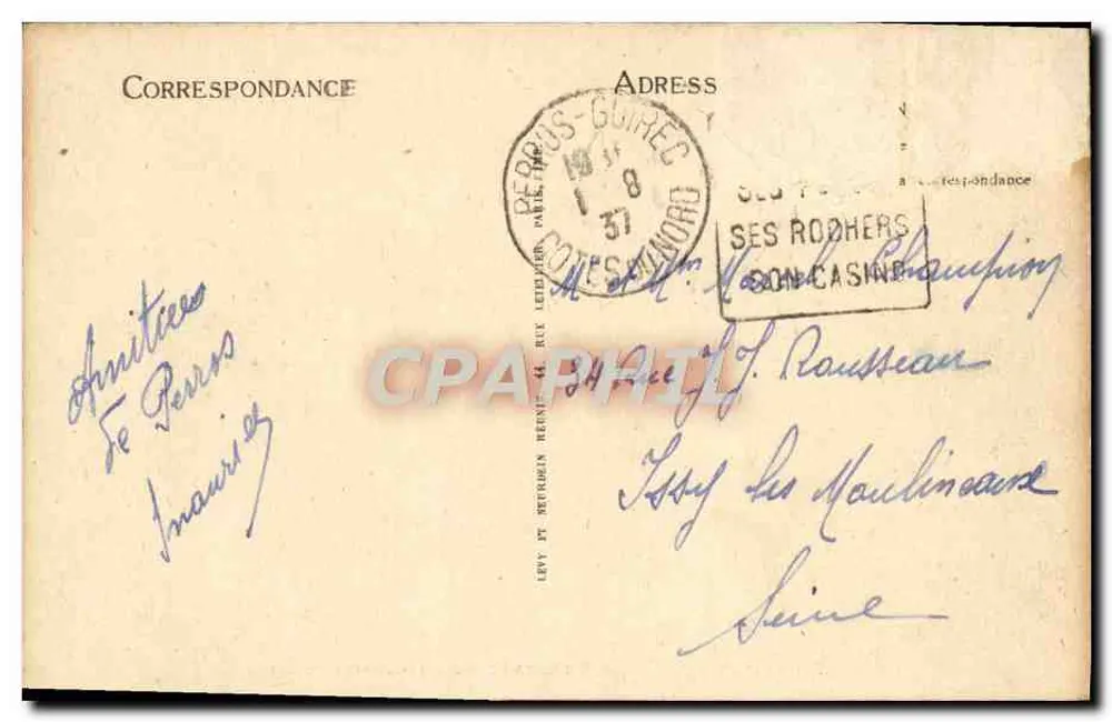 Perros-Guirec — Vista Geral de Trestraou — LL, n° 170 - Verso