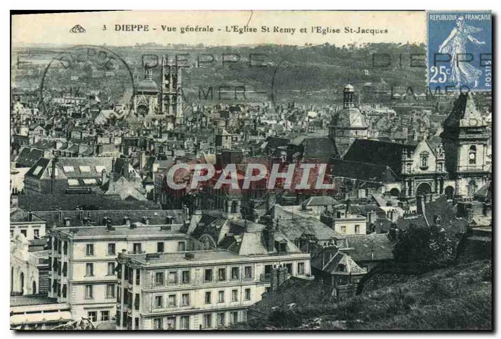 Dieppe - Allgemeiner Blick - Kirche St-Rémy und Kirche St-Jacques - Vorderseite