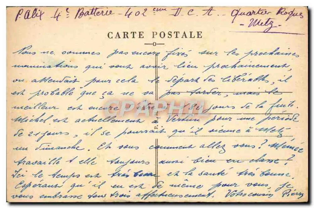 METZ — Porte des Allenards und die Seille — Manoil, n° 110 - Rückseite