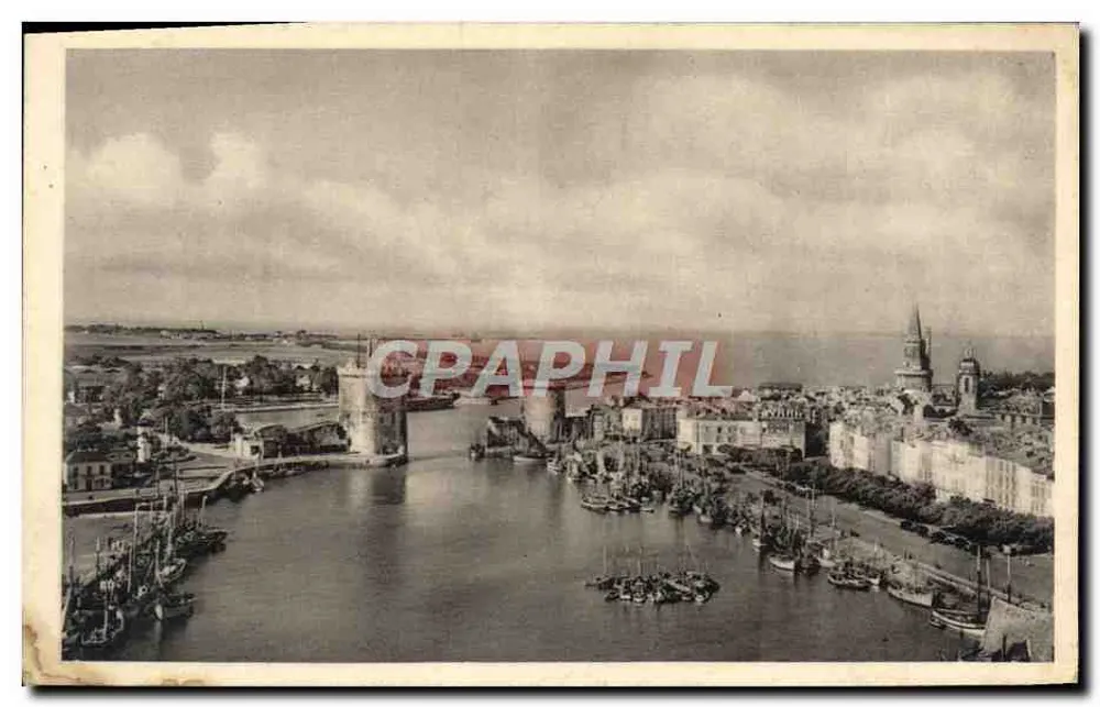 La Rochelle — vista do porto com a Torre da Corrente — Service Commercial Palais, Paris - Frente