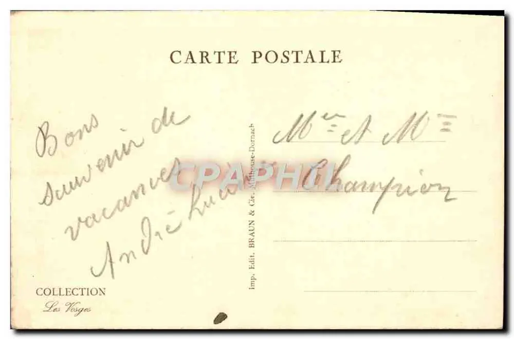 As Vosgas pitorescas — La Coupe — n° 5218c - Verso