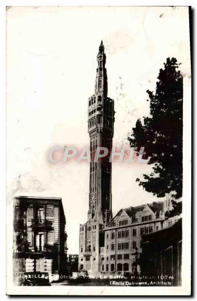 Lille - Hotel de Ville - Le Boffro. Altura 107m. (Emile Dubuisson, Arquiteto) - Frente