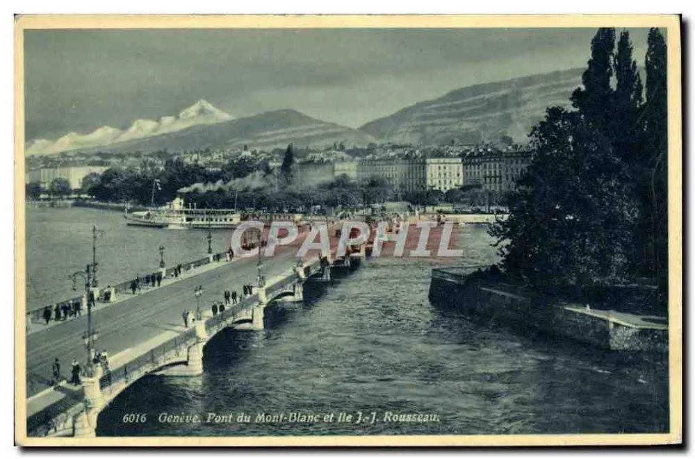 Genf. Pont du Mont-Blanc und Insel J.-J. Rousseau — Édition Jaeger, Nr. 6016 - Vorderseite