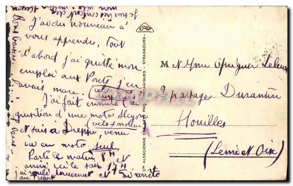 Dieppe - O Castelo (Fachada noroeste) — editor Alsacienne des Arts Photographiques, n°7 - Verso