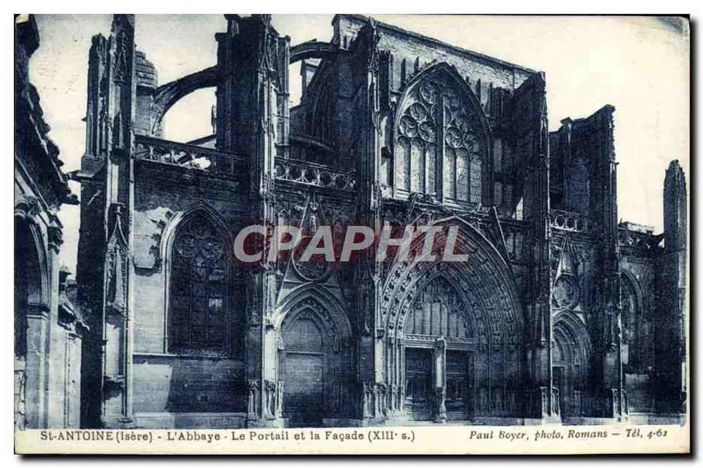 St-Antoine (Isère) - Die Abtei - Der Portal und die Fassade (13. Jahrhundert) - Paul Boyer, Foto, Romans - Tel. 4-61 - Vorderseite