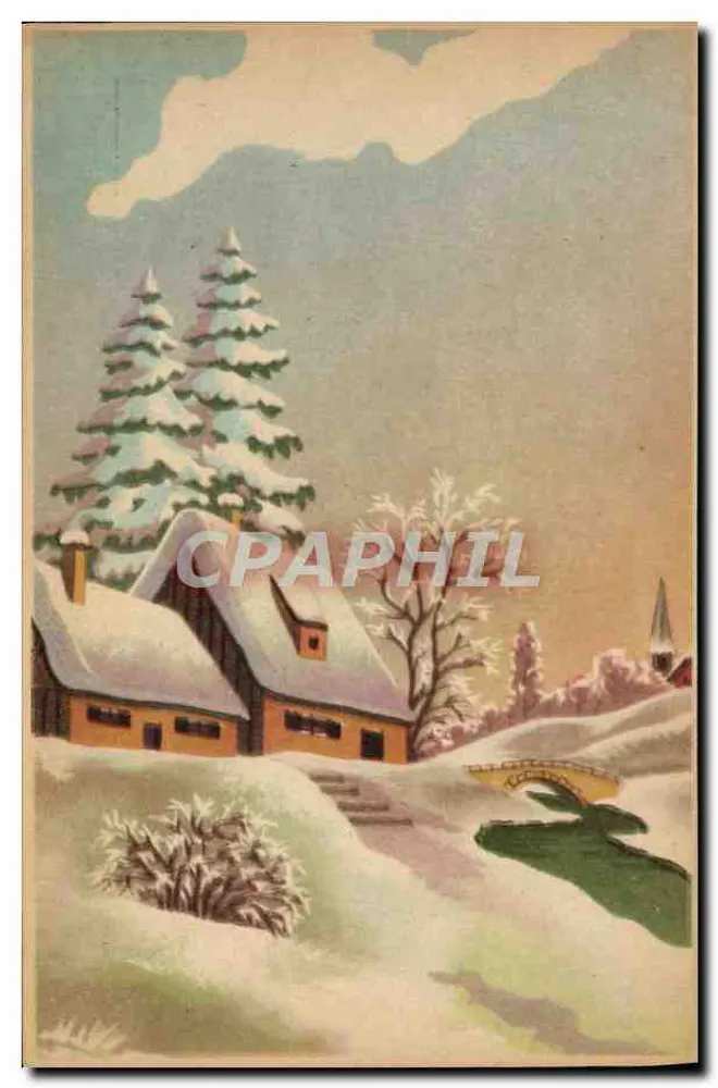 Paisagem invernal — casa nevada com ponte — editor Paris, n° 5103 - Frente