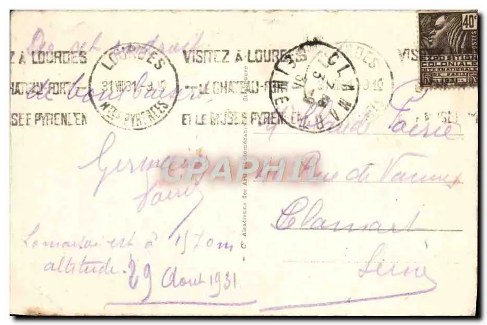 Gavarnie - Das Hotel du Cirque und die Grande Cascade (422 m) — anonymer Verlag, Nr. 38 - Rückseite