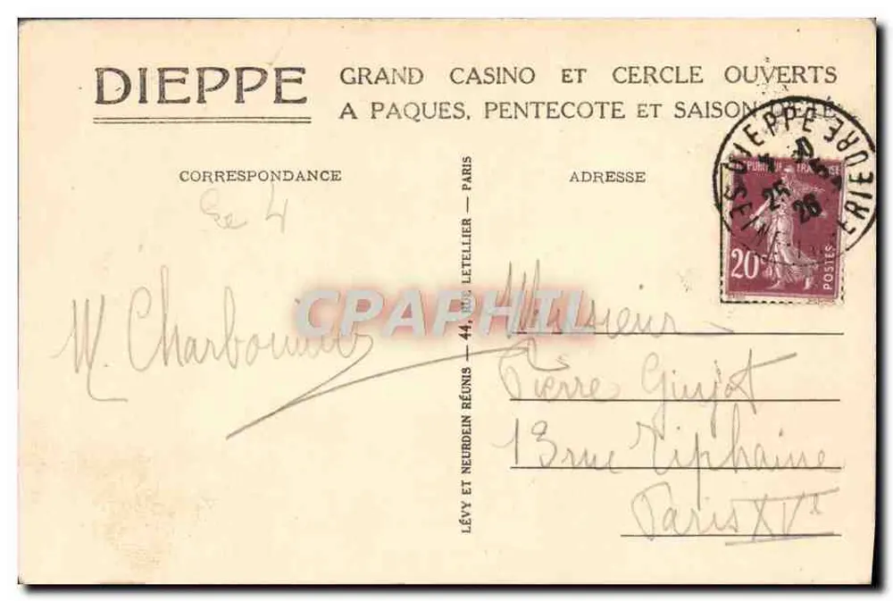 Dieppe — Das Casino und die Klippen — LL - Rückseite