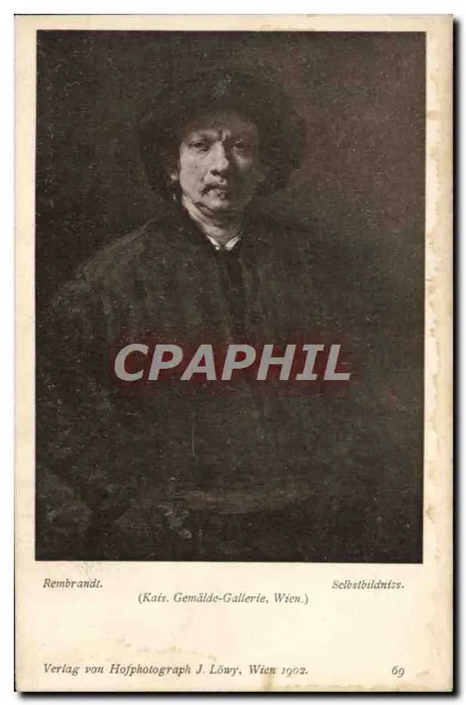 Rembrandt — Portret samozdjęcia — Verlag von Hofphotograph J. Löwy, Wien 1902, n°69 - Awers