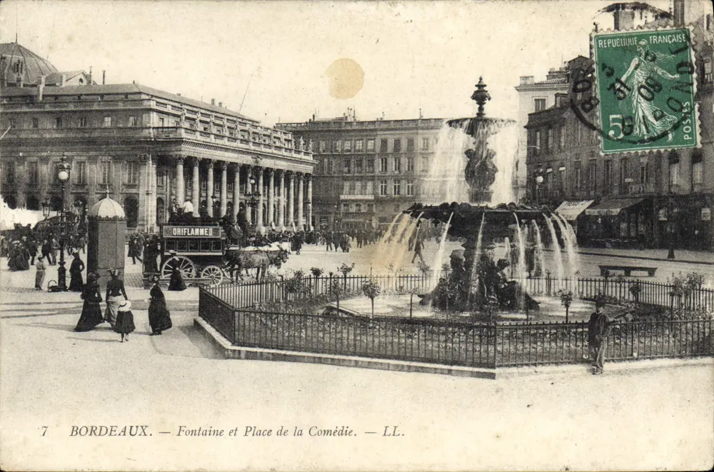 Bordeaux — Fontäne und Place de la Comédie — LL. - Vorderseite