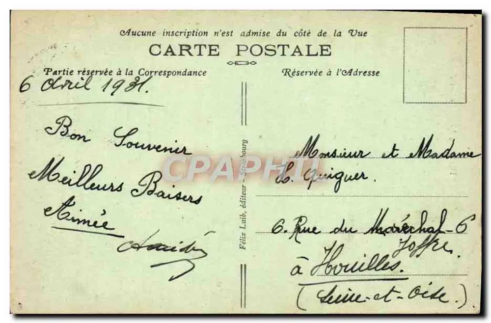 Estrasburgo — A Catedral — Editor Félix Luth, Estrasburgo - Verso