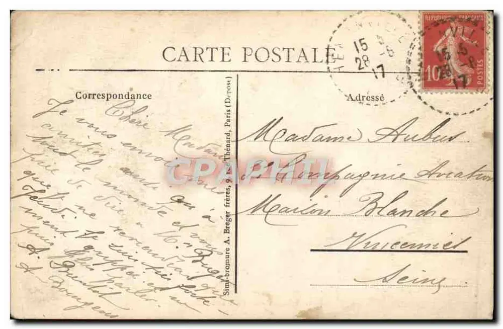 HÉNONVILLE (Oise) - Pequena peça de água do Castelo — Edição Hauchard - Verso