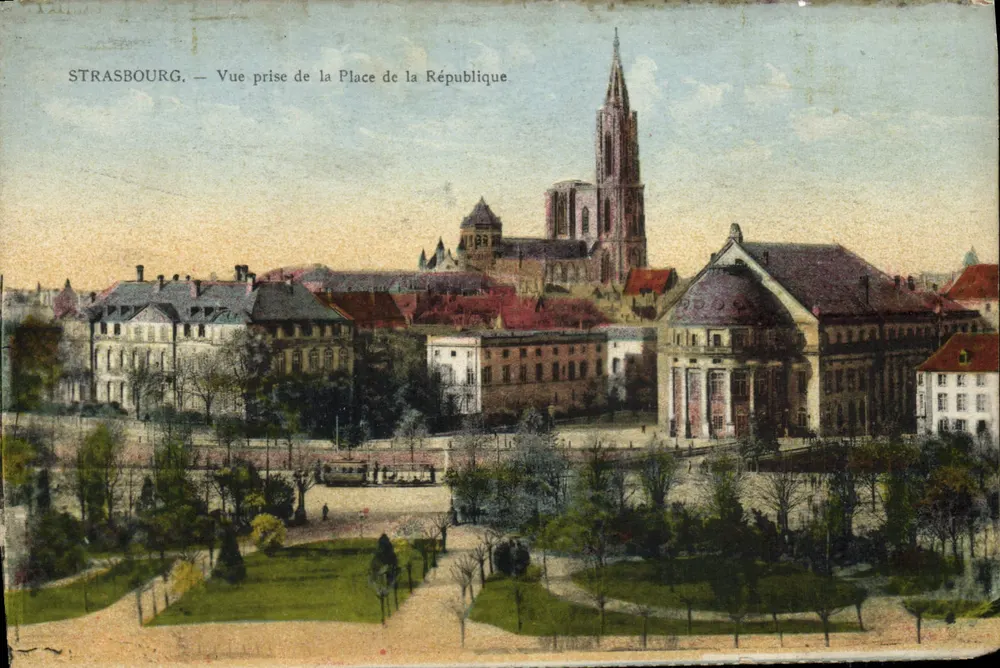 Straßburg — Ansicht von der Place de la République — Verlag Castalb - Vorderseite